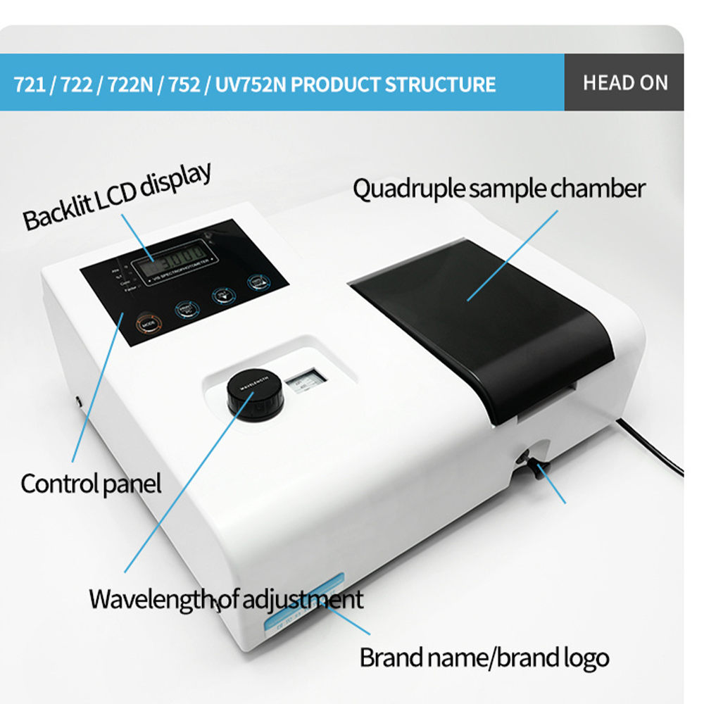 Manual de pantalla digital Qiujing Espectrofotómetro visible de 4-6 NM con lámpara de tungsteno importada 721/722N/722N/S